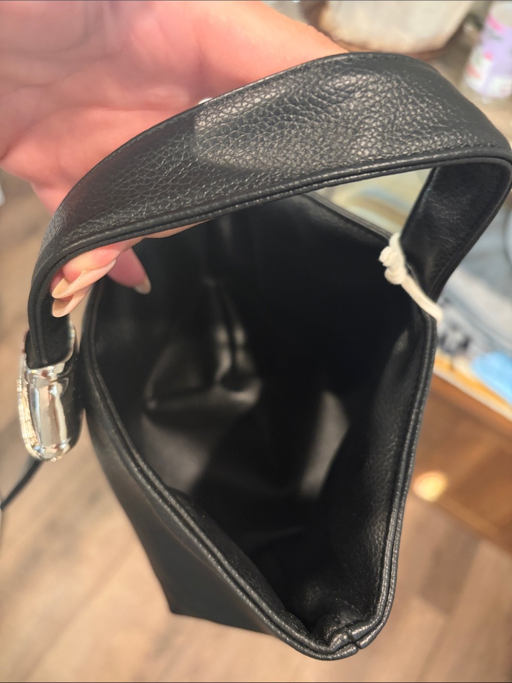 Merit x Brandon Maxwell Pebble Leather Mini Tote with Sculptural Silver Detail - Picture 3 of 4